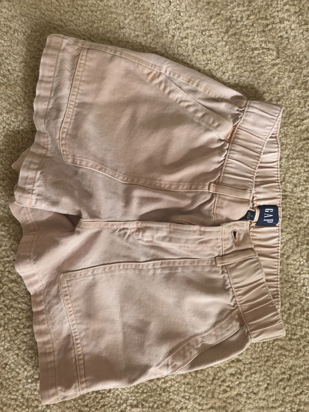 GAP Light Pink High-Waist Elastic Cotton Shorts